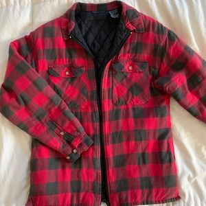 Quilted flannel zip up jacket adult M- kids XL